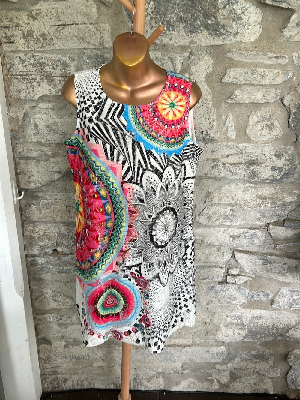 Multicolor Mandala Print Lace Dress
